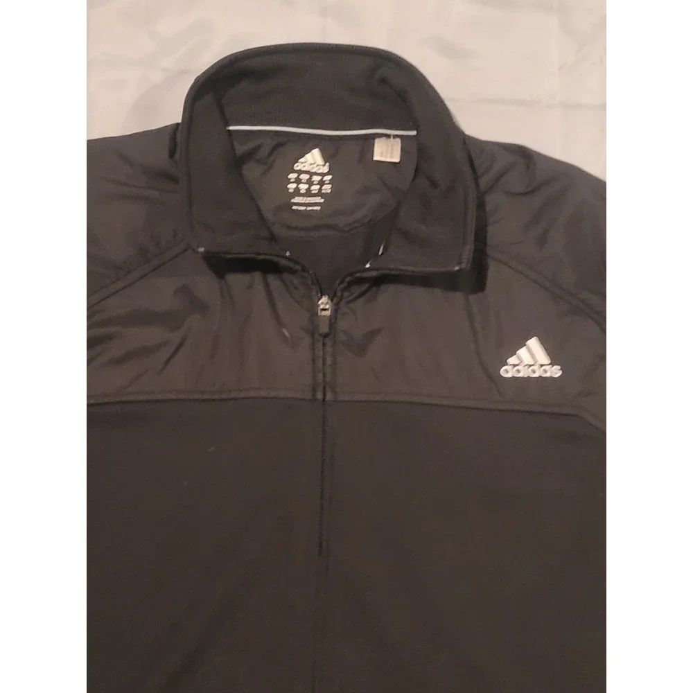 Adidas Men's XL‎ Full Zip  Windbreaker Jacket Black RN#88387 EUC